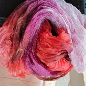 Gyűrt,batikolt valódi selyemsál -Narancs,bordó,barna - ruha & divat - sál, sapka, kendő - kendő - Meska.hu