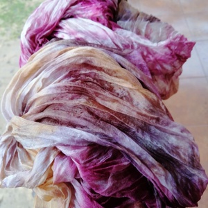 Gyűrt,batikolt valódi selyemsál -Bordó-bézs árnyalatokkal - Meska.hu