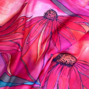 Kézi festésű valódi hernyóselyem sál-Bíbor - ruha & divat - sál, sapka, kendő - sál - Meska.hu