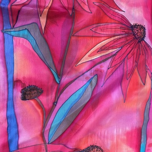 Kézi festésű valódi hernyóselyem sál-Bíbor - ruha & divat - sál, sapka, kendő - sál - Meska.hu