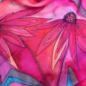 Kézi festésű valódi hernyóselyem sál-Bíbor - ruha & divat - sál, sapka, kendő - sál - Meska.hu