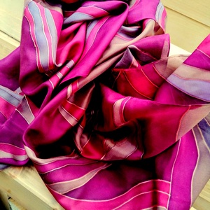 Kézi festésű valódi hernyóselyem sál-Bordó-barna árnyalatok - ruha & divat - sál, sapka, kendő - sál - Meska.hu