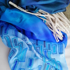 Kézi festésű valódi selyemsál-Kék harmónia - ruha & divat - sál, sapka, kendő - sál - Meska.hu