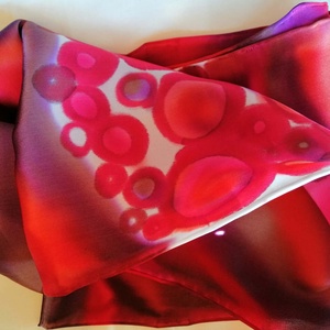 Kézi festésű valódi selyemsál -piros tüzes - ruha & divat - sál, sapka, kendő - sál - Meska.hu