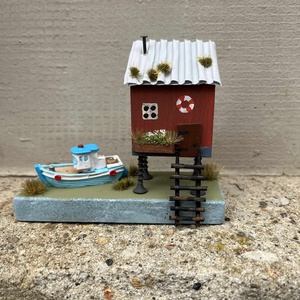 Újrahasznosított fából készült cölöpház, lakásdísz - otthon & életmód - dekoráció - dísztárgy - Meska.hu