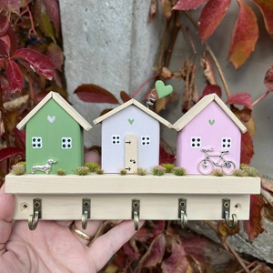 Fali kulcstartó, újrahasznosított fából, Otthon & Életmód, Dekoráció, Fali és függő dekoráció, Fali kulcstartó, Famegmunkálás, Festett tárgyak, MESKA