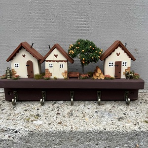 Fali kulcstartó, újrahasznosított fából - Meska.hu