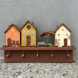 Fali kulcstartó, újrahasznosított fából, Otthon & Életmód, Dekoráció, Fali és függő dekoráció, Fali kulcstartó, Famegmunkálás, Festett tárgyak, Újrahasznosított fából készült, kézzel festett fali kulcstartókat készítek. A képen látható méretei..., MESKA