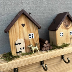 Fali kulcstartó, natúr, újrahasznosított fából - otthon & életmód - dekoráció - fali és függő dekoráció - fali kulcstartó - Meska.hu