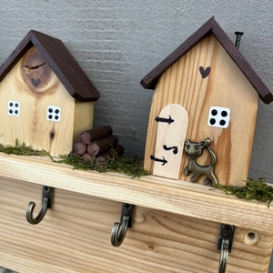 Fali kulcstartó, natúr, újrahasznosított fából - otthon & életmód - dekoráció - fali és függő dekoráció - fali kulcstartó - Meska.hu