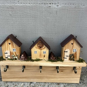 Fali kulcstartó, natúr, újrahasznosított fából - otthon & életmód - dekoráció - fali és függő dekoráció - fali kulcstartó - Meska.hu