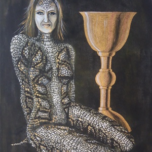 Kehely és Őrzője c.festmény, Művészet, Festmény, Akvarell, , MESKA