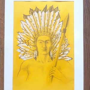 Sárga tollak c. grafika, Művészet, Grafika & Illusztráció, Ceruzarajz, , MESKA