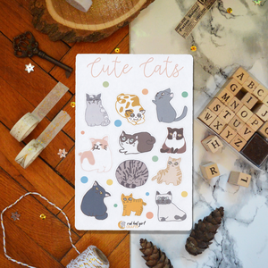 Cute Cats / Cuki Cicák Matricaív Bullet Journal Határidőnapló Scrapbook Matrica - Meska.hu