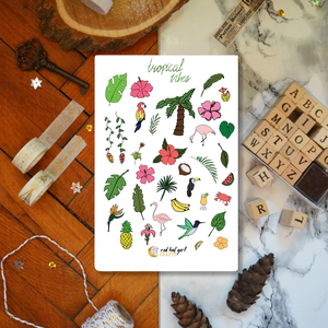 Trópusi hangulat/ Tropical vibe Matricaív Bullet Journal Határidőnapló Scrapbook Matrica - Meska.hu