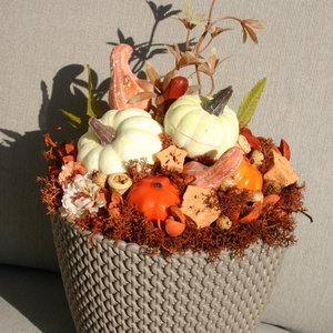 Őszi tökös zuzmós asztaldísz - Meska.hu