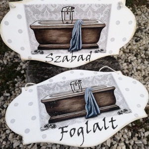Fürdőszobai tábla szett, feliratozva, fotótranszferrel. :-) - otthon & életmód - fürdőszoba - fürdőszobai dekoráció - Meska.hu