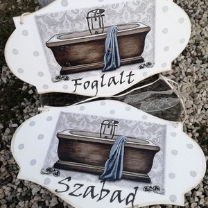Fürdőszobai tábla szett, feliratozva, fotótranszferrel. :-) - otthon & életmód - fürdőszoba - fürdőszobai dekoráció - Meska.hu