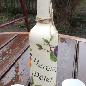 Transzferált italos szett, születésnapra. :-), Esküvő, Emlék & Ajándék, Nászajándék, Decoupage, transzfer és szalvétatechnika, Festett tárgyak, Meska