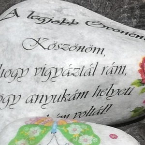 Óvónéninek köszönő kő. :-) (10 db=1700,-/db. 3 db=1900,-/db. 1 db=2100,-/db.) - otthon & életmód - dekoráció - asztal és polc dekoráció - kavics & kő - Meska.hu