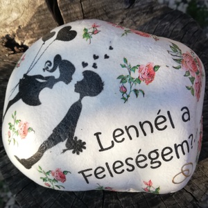 Óriás méretű kő, leánykéréshez. :-) , Esküvő, Emlék & Ajándék, Decoupage, transzfer és szalvétatechnika, Festett tárgyak, MESKA