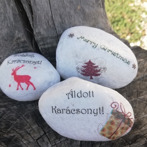 Karácsonyi kavicsok. :-) - otthon & életmód - dekoráció - kép & falikép - kavics kép - Meska.hu