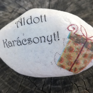 Karácsonyi kavicsok. :-), Otthon & Életmód, Dekoráció, Kép & Falikép, Kavics kép, Decoupage, transzfer és szalvétatechnika, MESKA