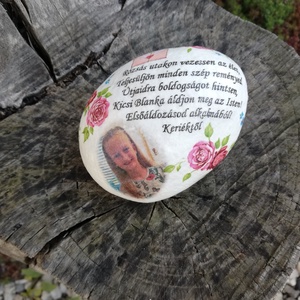 Fényképes és feliratos kő, személyre szabottan. :-), Otthon & Életmód, Dekoráció, Asztal és polc dekoráció, Kavics & Kő, Decoupage, transzfer és szalvétatechnika, Festett tárgyak, MESKA