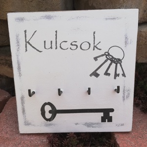 Fali kulcstartó, pajta stílusban, transzferálva.  :-) - otthon & lakás - dekoráció - fali és függő dekoráció - fali kulcstartó - Meska.hu
