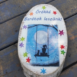 Kutyabarátság - hűtőmágnes. :-) , Otthon & Életmód, Konyhafelszerelés, tálalás, Konyhai dekoráció, Hűtőmágnes, Decoupage, transzfer és szalvétatechnika, Festett tárgyak, MESKA
