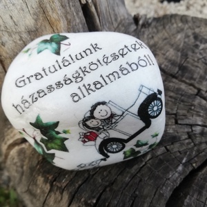 Autós esküvői nagyméretű kő. :-)  - otthon & életmód - dekoráció - asztal és polc dekoráció - kavics & kő - Meska.hu