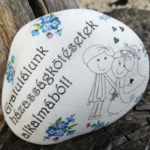 Szív - esküvői nagyméretű kő. :-) , Esküvő, Emlék & Ajándék, Nászajándék, Decoupage, transzfer és szalvétatechnika, Festett tárgyak, Meska