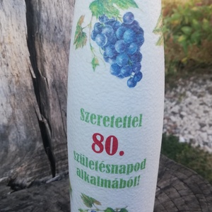 Pálinkás üveg 80. szülinapra. :-), Otthon & Életmód, Dekoráció, Asztal és polc dekoráció, Díszüveg, Decoupage, transzfer és szalvétatechnika, Festett tárgyak, MESKA
