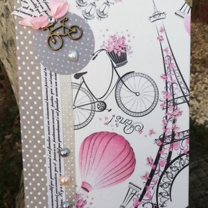 Bicajos-Eiffel-Párizs határidőnapló. :-), Otthon & Életmód, Papír, írószer, Jegyzetfüzet & Napló, Decoupage, transzfer és szalvétatechnika, Festett tárgyak, MESKA