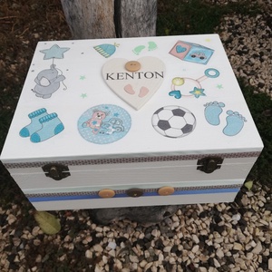 Minőségi, nagyméretű babaváró fényképes, óriási méretű doboz, kisfiúknak, transzfer-technikával. :-), Otthon & Életmód, Tárolás & Rendszerezés, Doboz, Decoupage, transzfer és szalvétatechnika, Festett tárgyak, MESKA