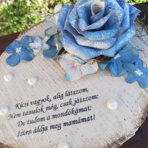 Díszített fa szelet, felirattal, papírrózsával, mamának, anyukáknak. :-), Otthon & Életmód, Dekoráció, Kép & Falikép, Táblakép, Decoupage, transzfer és szalvétatechnika, Festett tárgyak, MESKA