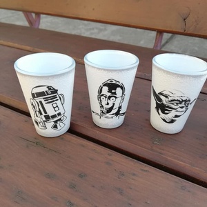 Star Wars - fotó-transzferált és feliratozott pohár szett, 6 db-os. :-) - otthon & életmód - konyhafelszerelés, tálalás - tálalás - pálinkás poharak, szettek - Meska.hu