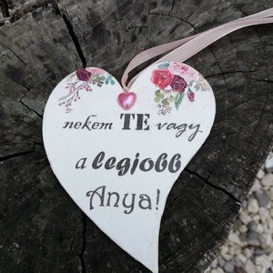 A legjobb anya akasztós fa szív. :-) , Otthon & Életmód, Dekoráció, Kép & Falikép, Táblakép, Decoupage, transzfer és szalvétatechnika, Festett tárgyak, MESKA