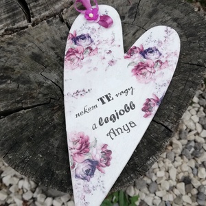 A legjobb anya akasztós fa szív. :-) , Otthon & Életmód, Dekoráció, Kép & Falikép, Táblakép, Decoupage, transzfer és szalvétatechnika, Festett tárgyak, MESKA
