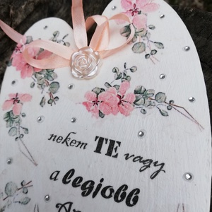 A legjobb anya akasztós fa szív, strasszokkal. :-)  - otthon & életmód - dekoráció - kép & falikép - táblakép - Meska.hu