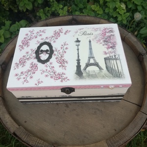 Párizs-Eiffel-egyedi mintás és feliratos teás doboz, megtöltve jókívánságokkal. :-) - RENDELHETŐ - otthon & életmód - dekoráció - asztal és polc dekoráció - díszdoboz - Meska.hu