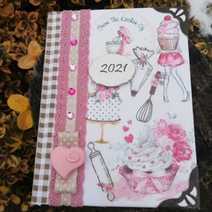 A Cukrász  határidőnaplója. :-), Otthon & Életmód, Papír, írószer, Jegyzetfüzet & Napló, Decoupage, transzfer és szalvétatechnika, Festett tárgyak, MESKA