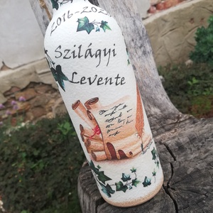 Transzferált italos üveg, névvel, ballagásra. :-) - otthon & életmód - dekoráció - asztal és polc dekoráció - díszüveg - Meska.hu