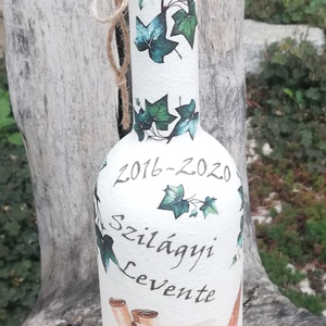 Transzferált italos üveg, névvel, ballagásra. :-) - otthon & életmód - dekoráció - asztal és polc dekoráció - díszüveg - Meska.hu
