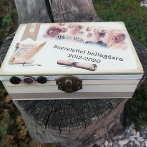 Fényképes és feliratos ballagási emlékdoboz.   :-), Otthon & Életmód, Dekoráció, Dísztárgy, Decoupage, transzfer és szalvétatechnika, Festett tárgyak, MESKA