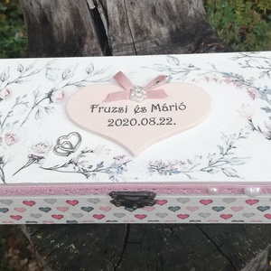 Belül is feliratos díszdoboz, esküvőre. :-) - RENDELHETŐ, Esküvő, Emlék & Ajándék, Doboz, Decoupage, transzfer és szalvétatechnika, Festett tárgyak, Meska