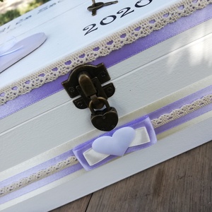 Levendulás, minőségi, óriási méretű, lezárható, feliratozott esküvői pénzgyűjtő persely. :-) - esküvő - emlék & ajándék - doboz - Meska.hu