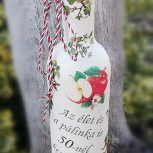Italos üveg 50. születésnapra egyedi mintával. :-), Otthon & Életmód, Dekoráció, Asztal és polc dekoráció, Díszüveg, Decoupage, transzfer és szalvétatechnika, Festett tárgyak, MESKA