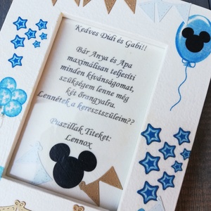 Keresztszülő felkérő fotókeret, egyedi Mickey egér mintákkal. - RENDELHETŐ - otthon & életmód - dekoráció - fali és függő dekoráció - felirat - Meska.hu