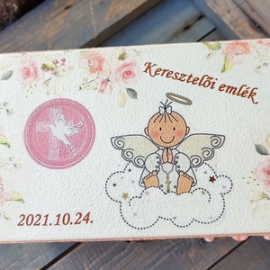 Egyedi mintás és feliratos díszdoboz keresztelőre. - RENDELHETŐ, Otthon & Életmód, Tárolás & Rendszerezés, Doboz, Decoupage, transzfer és szalvétatechnika, Festett tárgyak, MESKA